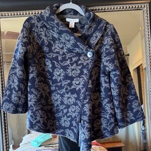 Ellen Tracy NEW Blue Floral Patterned  one button Jacket M
